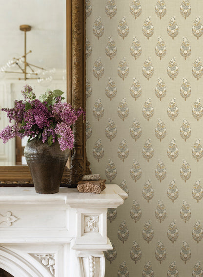 York Wallcoverings Rifle Paper Co. 3rd Edition Paisley Linen Wallpaper Farmhouse Small Prints Beiges   - RF7474