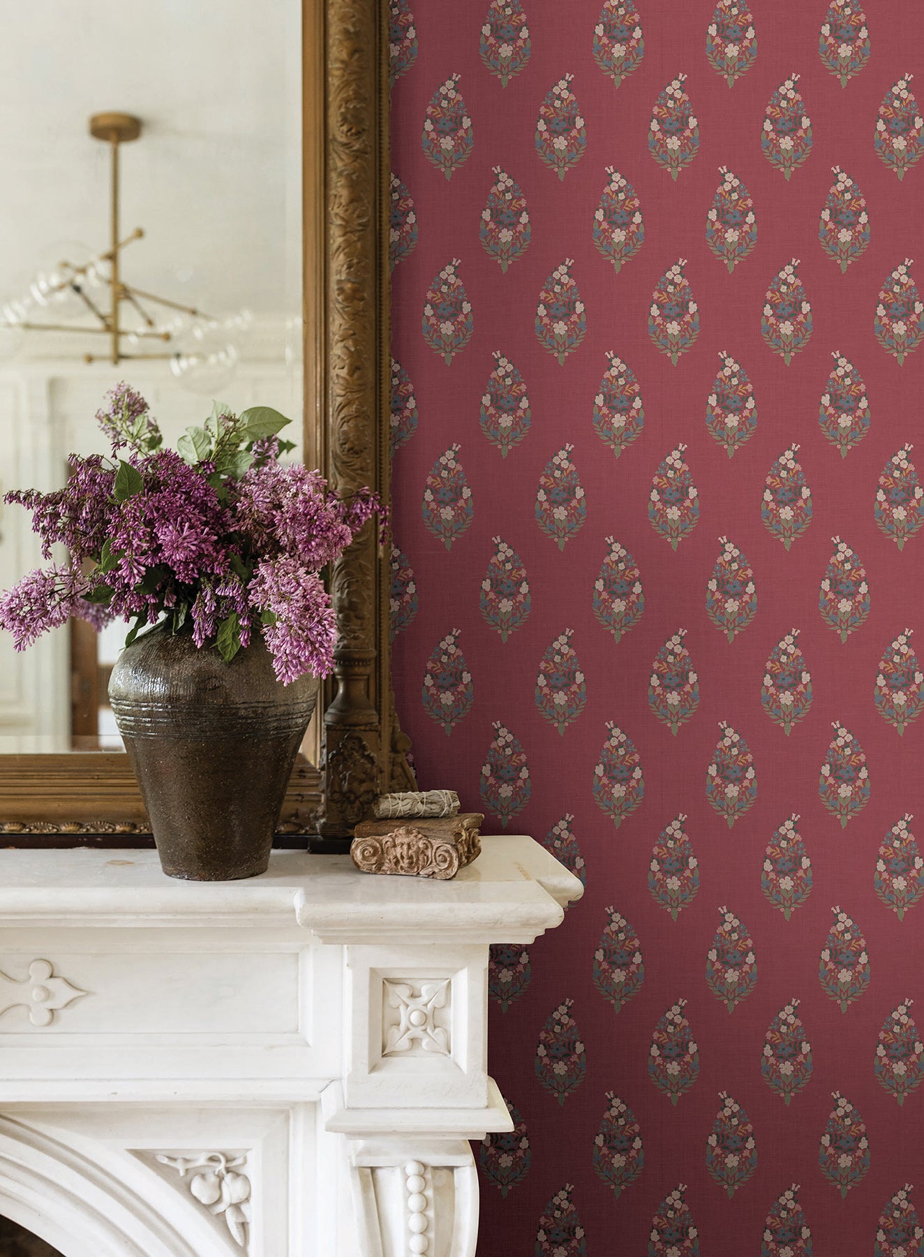 York Wallcoverings Rifle Paper Co. 3rd Edition Paisley Burgundy Wallpaper Farmhouse Small Prints Reds   - RF7475