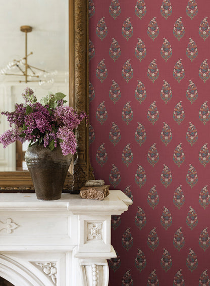 York Wallcoverings Rifle Paper Co. 3rd Edition Paisley Burgundy Wallpaper Farmhouse Small Prints Reds   - RF7475