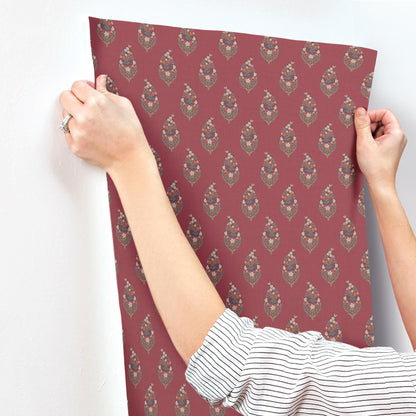 York Wallcoverings Rifle Paper Co. 3rd Edition Paisley Burgundy Wallpaper Farmhouse Small Prints Reds   - RF7475
