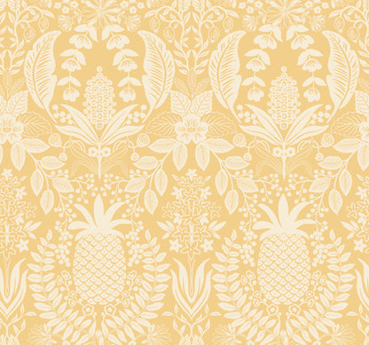 York Wallcoverings Rifle Paper Co. 3rd Edition Pineapple Damask Yellow Wallpaper Traditional Novelty Yellows   - RF7481