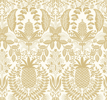 York Wallcoverings Rifle Paper Co. 3rd Edition Novelty Pineapple Damask Traditional Metallics   - RF7482