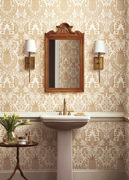 York Wallcoverings Rifle Paper Co. 3rd Edition Novelty Pineapple Damask Traditional Metallics   - RF7482