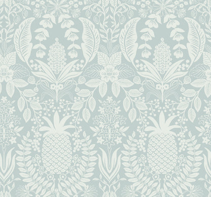York Wallcoverings Rifle Paper Co. 3rd Edition Novelty Pineapple Damask Traditional Blues   - RF7484