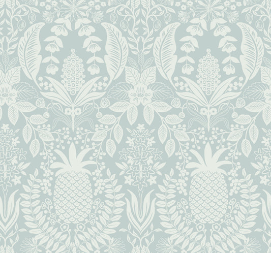 York Wallcoverings Rifle Paper Co. 3rd Edition Novelty Pineapple Damask Traditional Blues   - RF7484