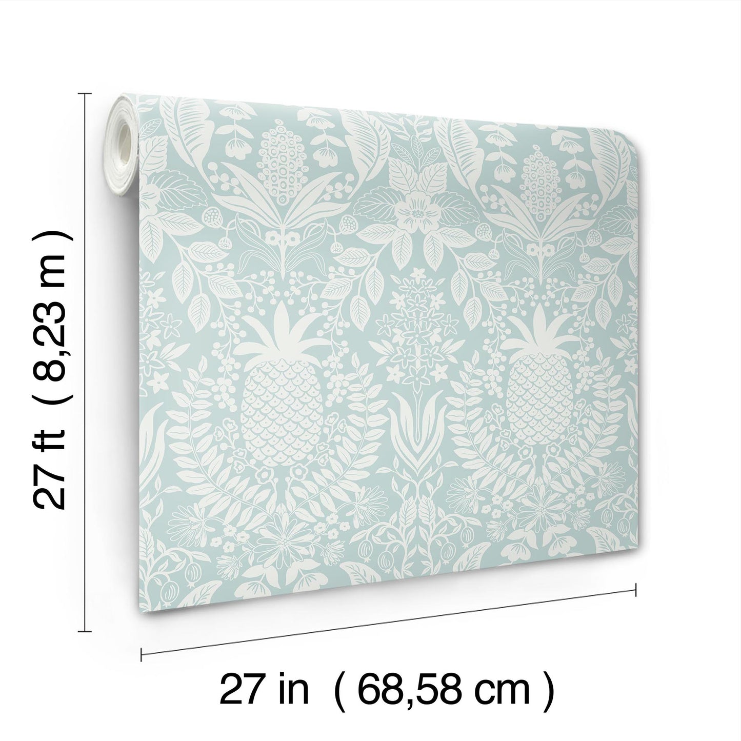 York Wallcoverings Rifle Paper Co. 3rd Edition Pineapple Damask Light Blue Wallpaper Traditional Novelty Blues   - RF7484