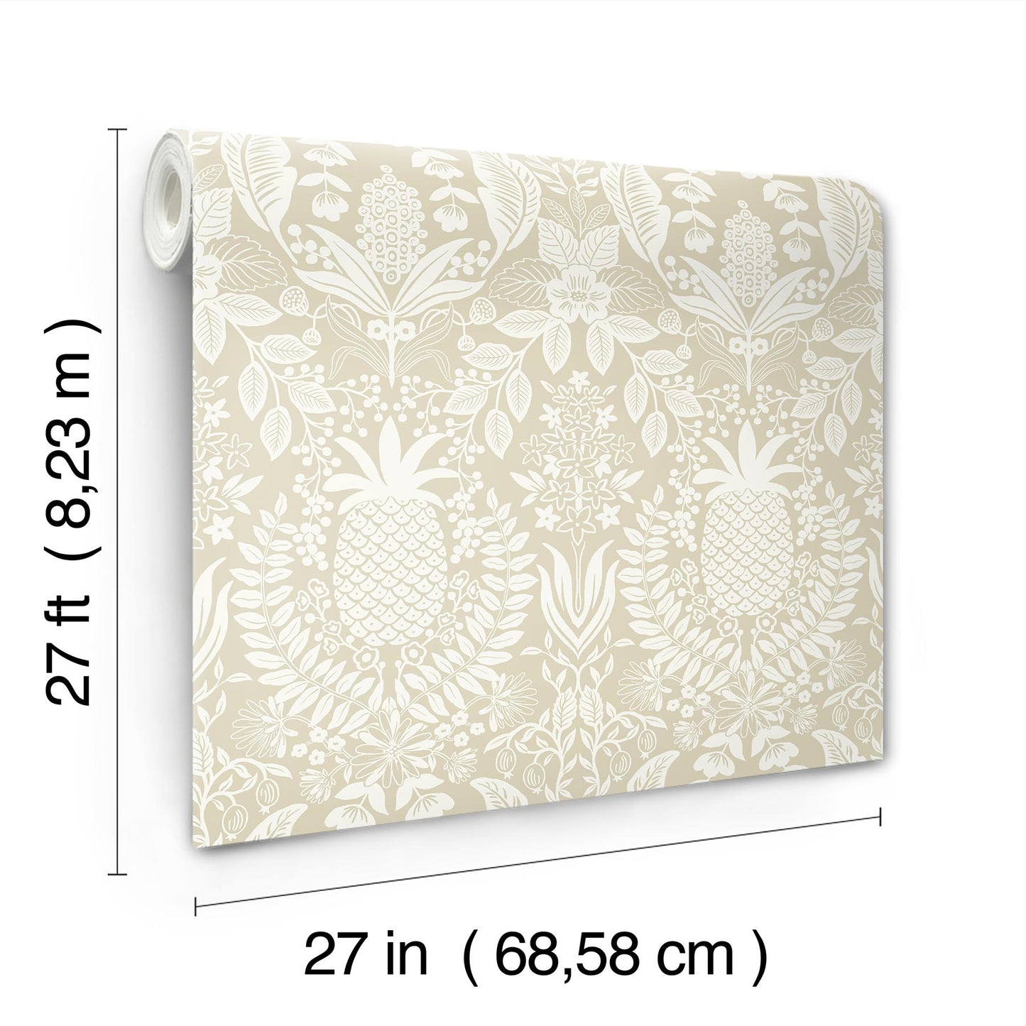 York Wallcoverings Rifle Paper Co. 3rd Edition Novelty Pineapple Damask Traditional Beiges   - RF7485