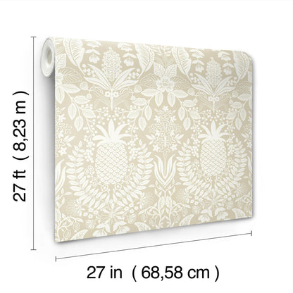 York Wallcoverings Rifle Paper Co. 3rd Edition Novelty Pineapple Damask Traditional Beiges   - RF7485