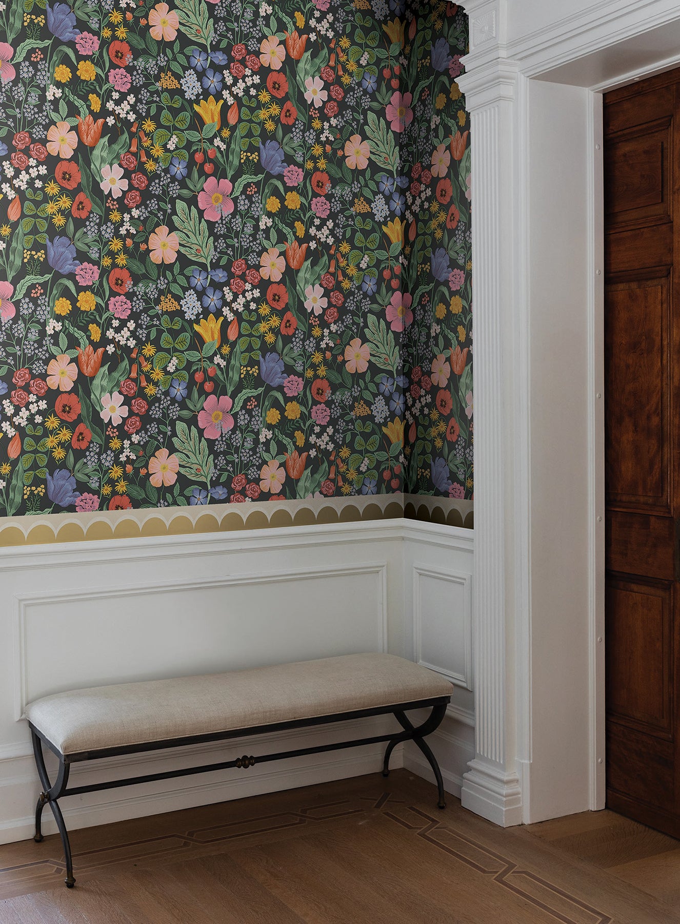 York Wallcoverings Rifle Paper Co. 3rd Edition Blossom Black Wallpaper Whimsical Florals Blacks   - RF7491