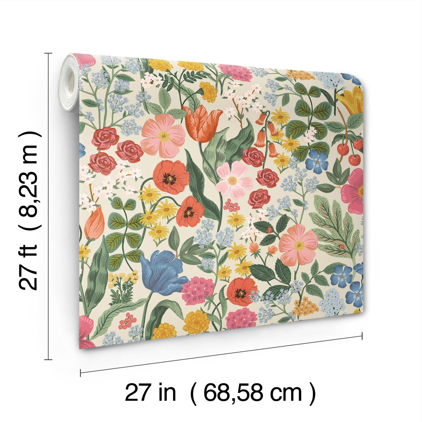 York Wallcoverings Rifle Paper Co. 3rd Edition Blossom Cream Wallpaper Whimsical Florals Pinks   - RF7492