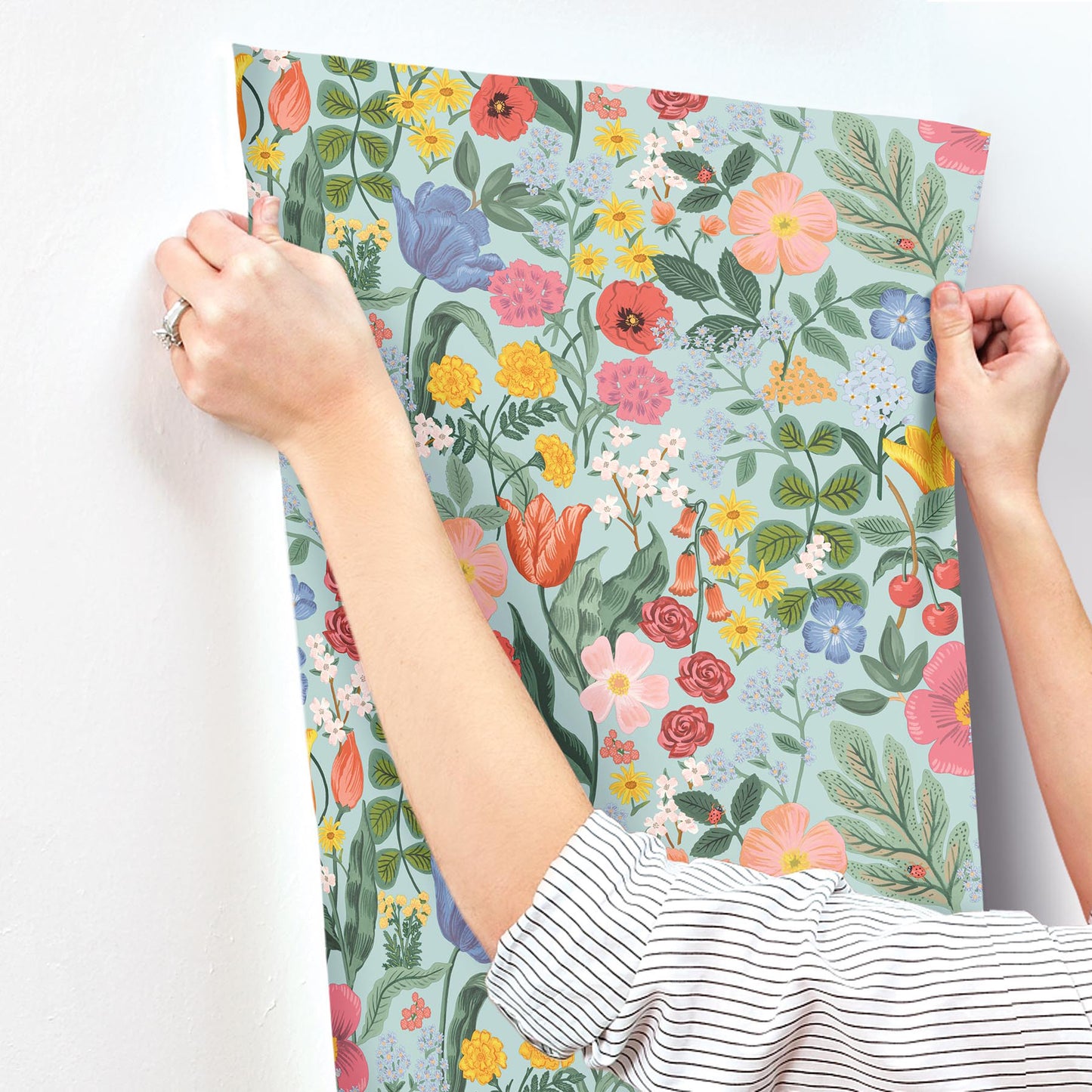 York Wallcoverings Rifle Paper Co. 3rd Edition Blossom Light Blue Wallpaper Whimsical Florals Blues   - RF7493