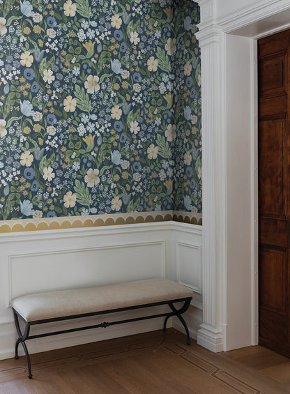 York Wallcoverings Rifle Paper Co. 3rd Edition Blossom Navy Wallpaper Whimsical Florals Blues   - RF7494