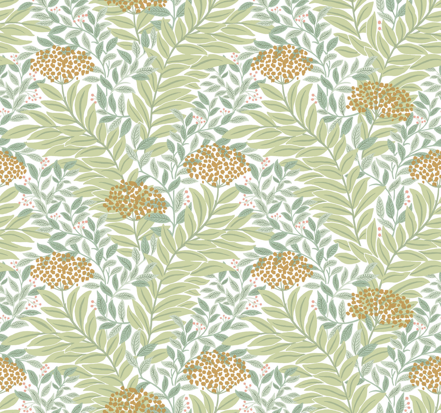 York Wallcoverings Rifle Paper Co. 3rd Edition Highgrove White Wallpaper Traditional Florals Greens   - RF7501