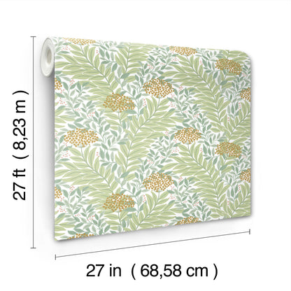 York Wallcoverings Rifle Paper Co. 3rd Edition Highgrove White Wallpaper Traditional Florals Greens   - RF7501