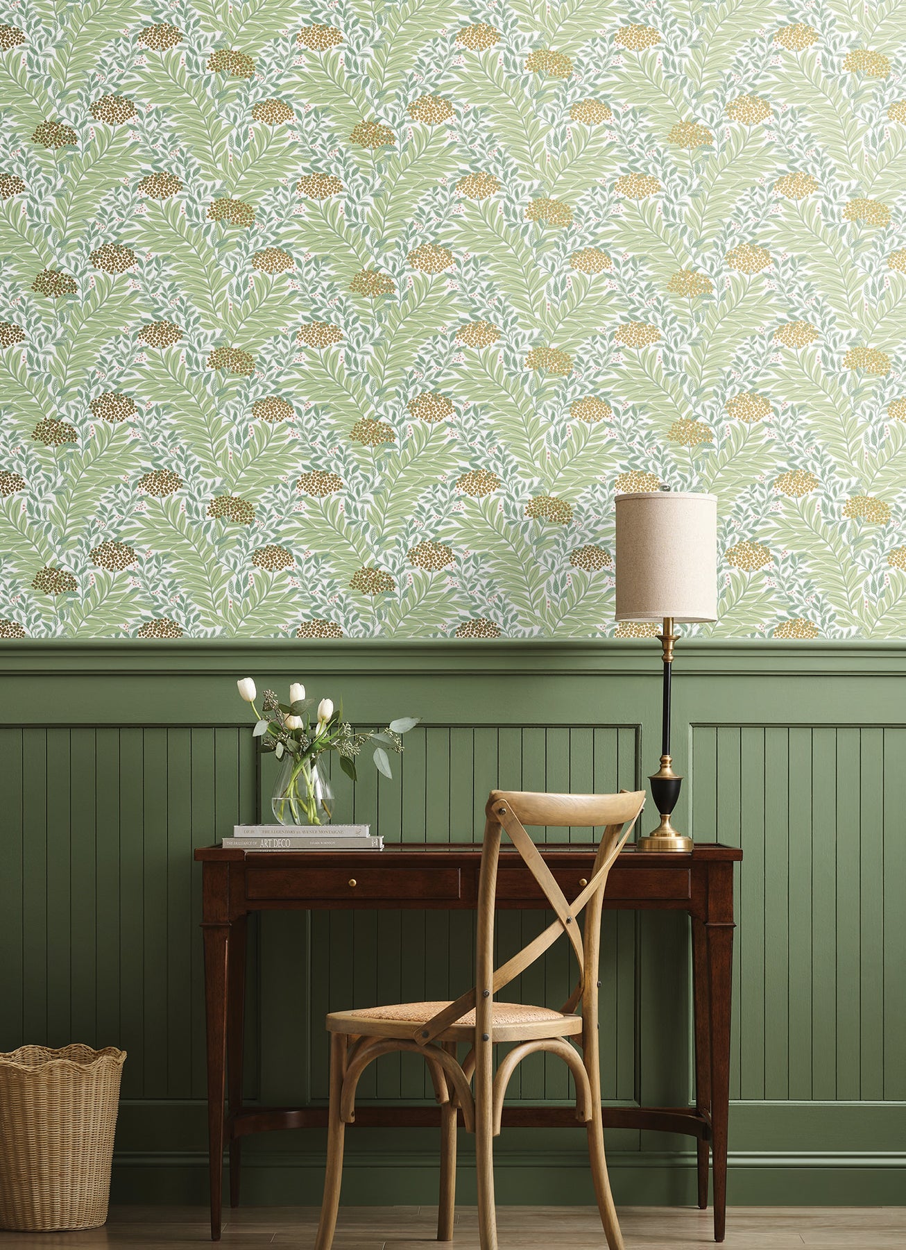 York Wallcoverings Rifle Paper Co. 3rd Edition Highgrove White Wallpaper Traditional Florals Greens   - RF7501