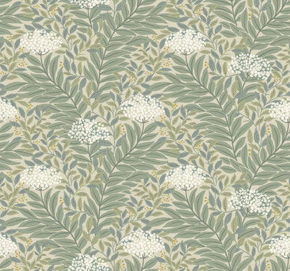 York Wallcoverings Rifle Paper Co. 3rd Edition Florals Highgrove Traditional Greens   - RF7502