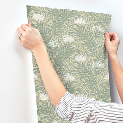 York Wallcoverings Rifle Paper Co. 3rd Edition Highgrove Linen Wallpaper Traditional Florals Greens   - RF7502