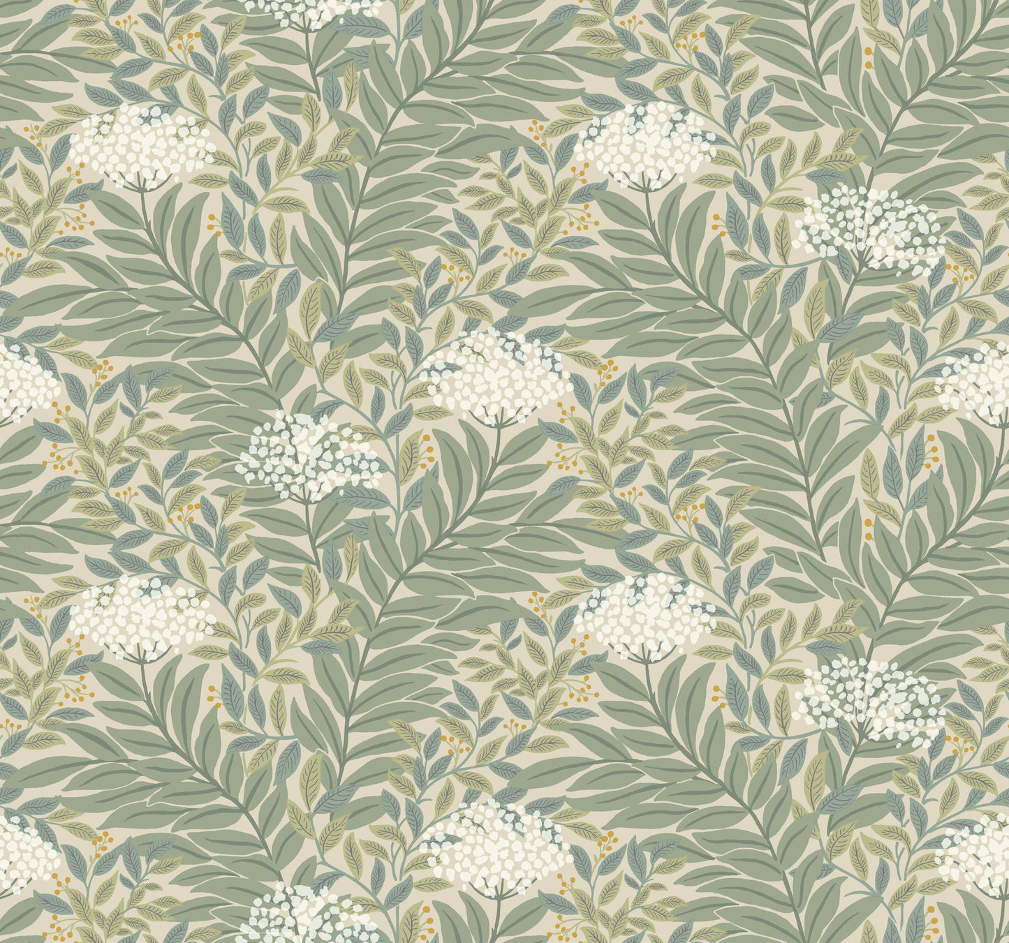 York Wallcoverings Rifle Paper Co. 3rd Edition Highgrove Linen Wallpaper Traditional Florals Greens   - RF7502