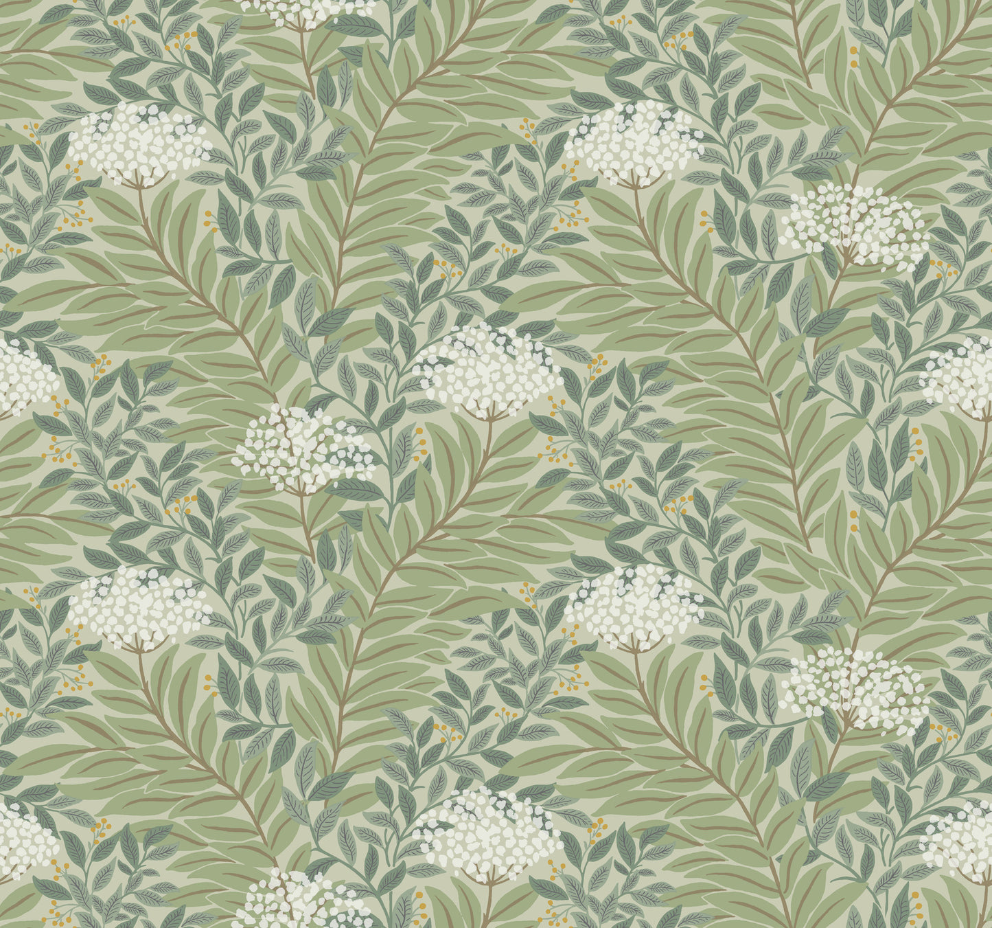 York Wallcoverings Rifle Paper Co. 3rd Edition Highgrove Sage Wallpaper Traditional Florals Greens   - RF7503
