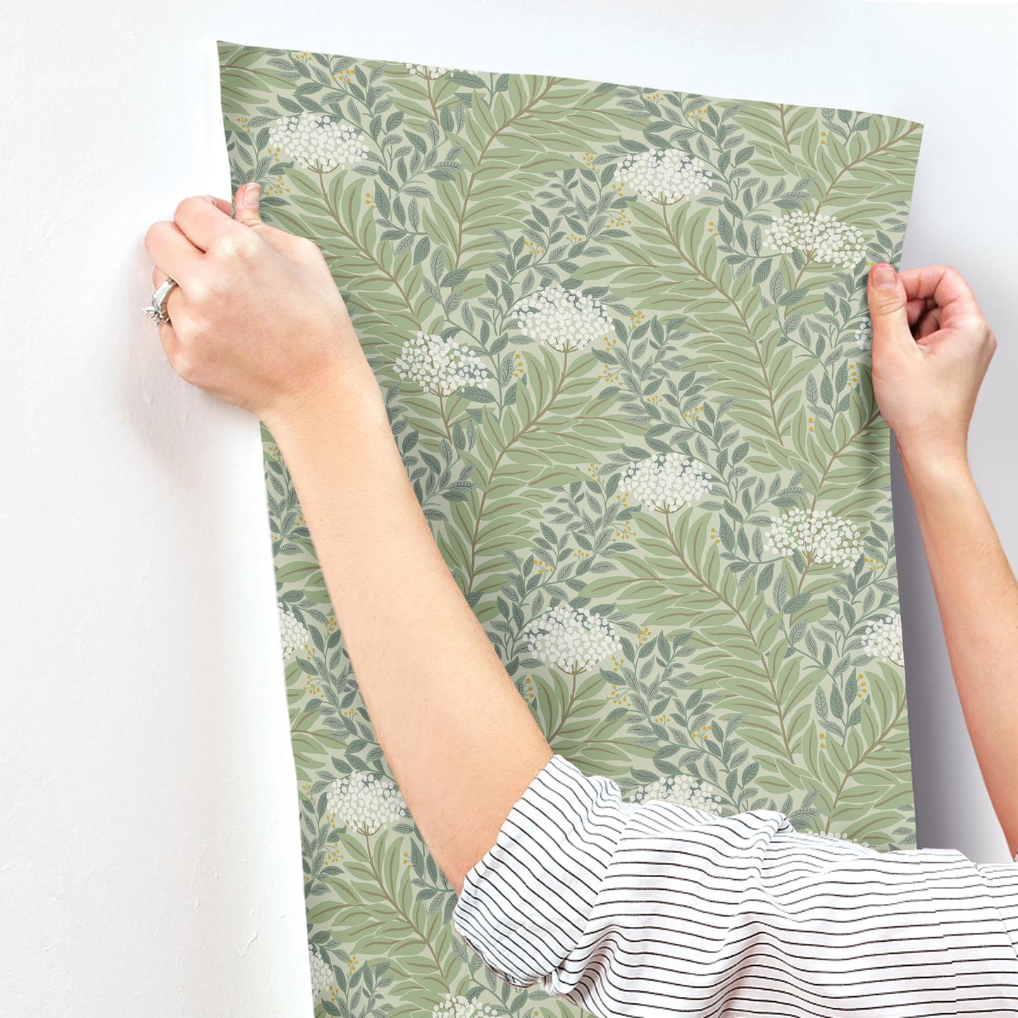 York Wallcoverings Rifle Paper Co. 3rd Edition Highgrove Sage Wallpaper Traditional Florals Greens   - RF7503