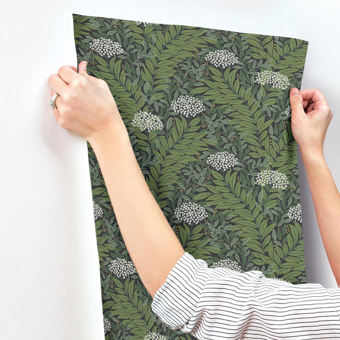 York Wallcoverings Rifle Paper Co. 3rd Edition Highgrove Black Wallpaper Traditional Florals Greens   - RF7504