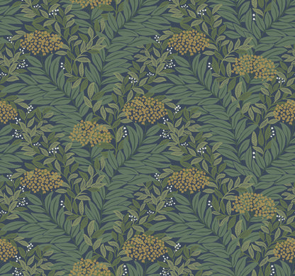 York Wallcoverings Rifle Paper Co. 3rd Edition Florals Highgrove Traditional Blues   - RF7505