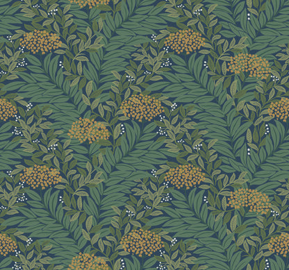 York Wallcoverings Rifle Paper Co. 3rd Edition Highgrove Navy Wallpaper Traditional Florals Blues   - RF7505