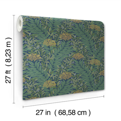 York Wallcoverings Rifle Paper Co. 3rd Edition Florals Highgrove Traditional Blues   - RF7505