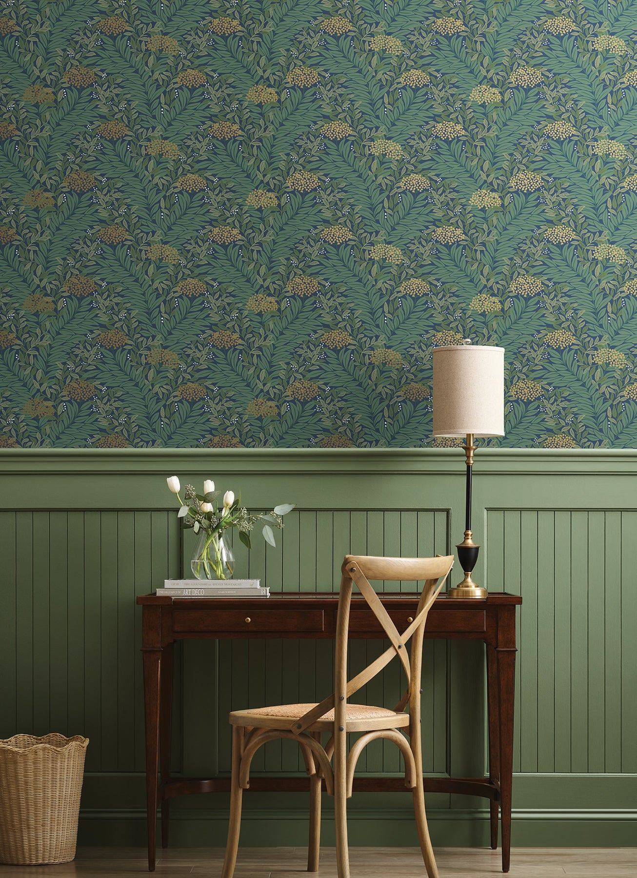 York Wallcoverings Rifle Paper Co. 3rd Edition Highgrove Navy Wallpaper Traditional Florals Blues   - RF7505