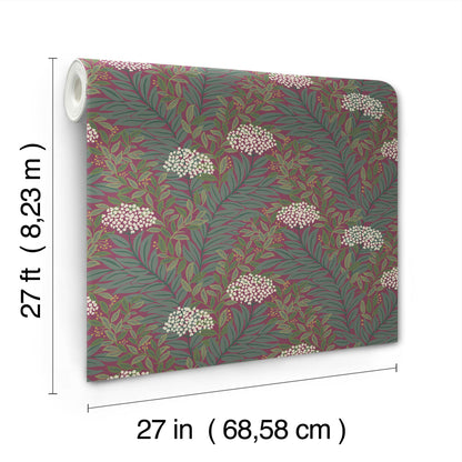 York Wallcoverings Rifle Paper Co. 3rd Edition Highgrove Burgundy Wallpaper Traditional Florals Purples   - RF7506