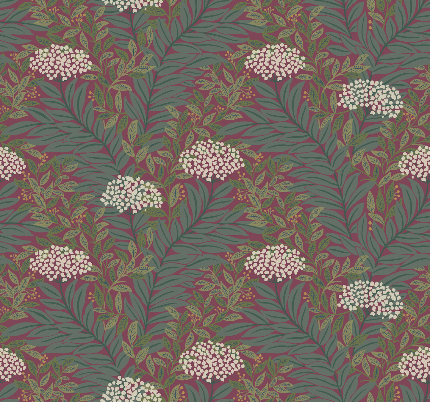 York Wallcoverings Rifle Paper Co. 3rd Edition Highgrove Burgundy Wallpaper Traditional Florals Purples   - RF7506