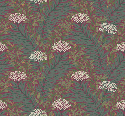 York Wallcoverings Rifle Paper Co. 3rd Edition Highgrove Burgundy Wallpaper Traditional Florals Purples   - RF7506