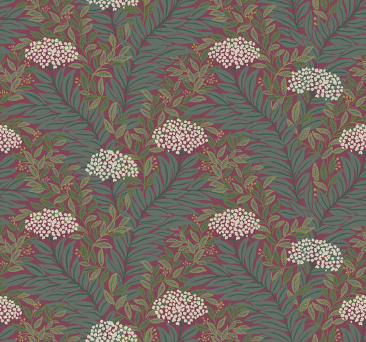 York Wallcoverings Rifle Paper Co. 3rd Edition Highgrove Burgundy Wallpaper Traditional Florals Purples   - RF7506