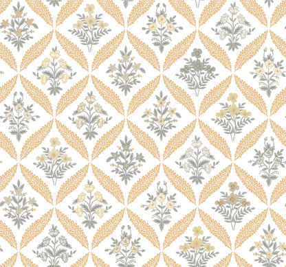 York Wallcoverings Rifle Paper Co. 3rd Edition Estee Garden Gold Wallpaper Farmhouse Florals Yellows   - RF7511