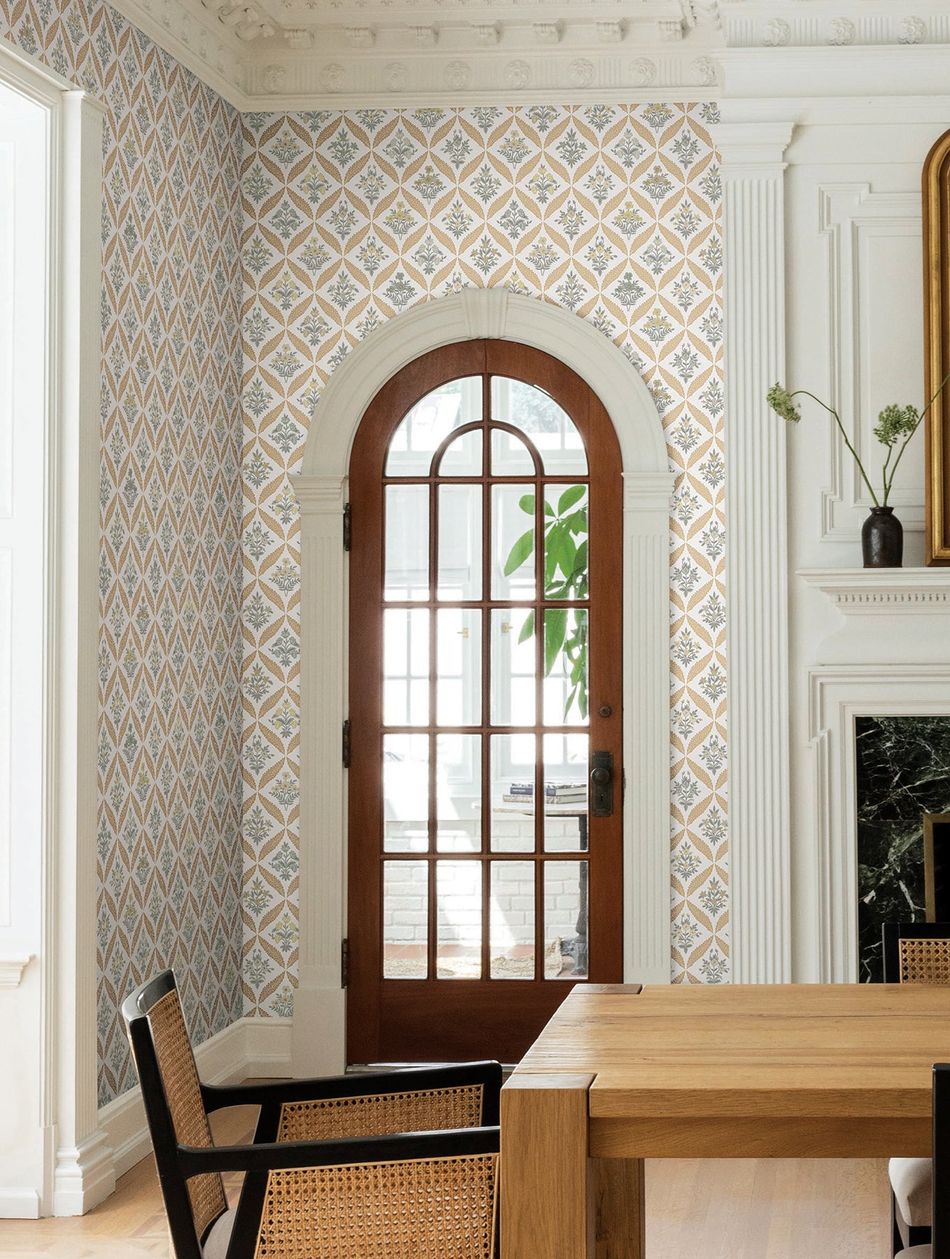 York Wallcoverings Rifle Paper Co. 3rd Edition Estee Garden Gold Wallpaper Farmhouse Florals Yellows   - RF7511