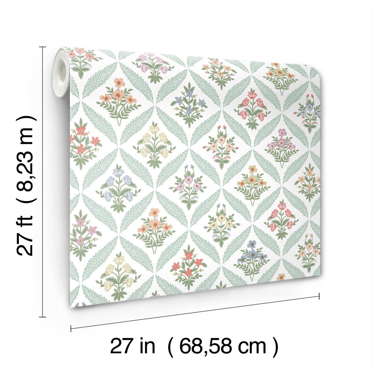 York Wallcoverings Rifle Paper Co. 3rd Edition Estee Garden Pastel Wallpaper Farmhouse Florals Greens   - RF7512