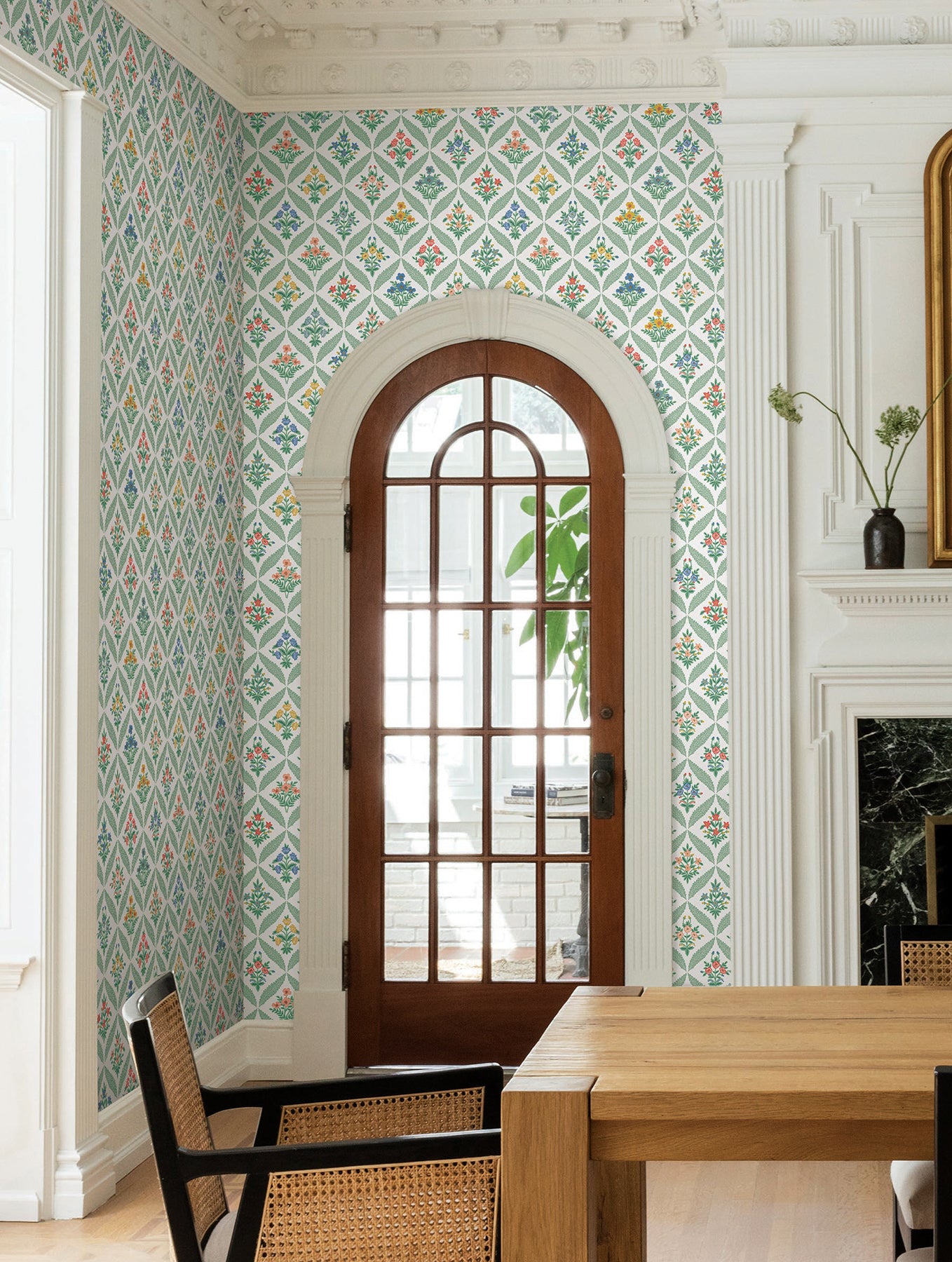 York Wallcoverings Rifle Paper Co. 3rd Edition Estee Garden Sage Wallpaper Farmhouse Florals Reds   - RF7513