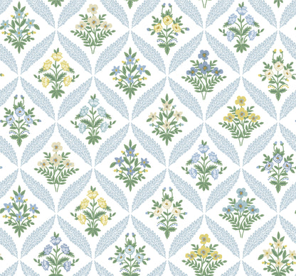 York Wallcoverings Rifle Paper Co. 3rd Edition Florals Estee Garden Farmhouse Blues   - RF7514