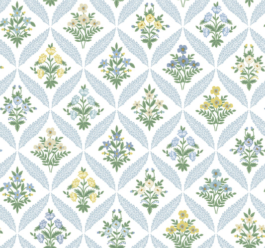 York Wallcoverings Rifle Paper Co. 3rd Edition Florals Estee Garden Farmhouse Blues   - RF7514