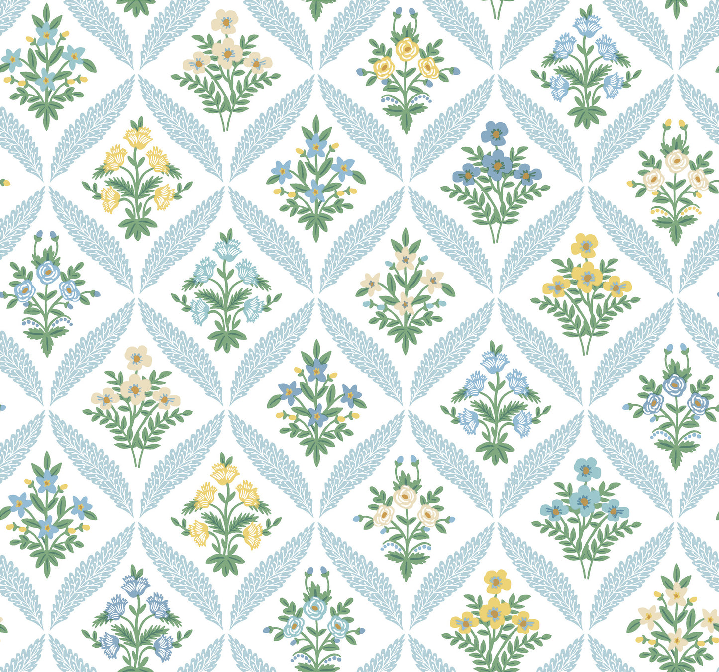 York Wallcoverings Rifle Paper Co. 3rd Edition Estee Garden Blue Wallpaper Farmhouse Florals Blues   - RF7514