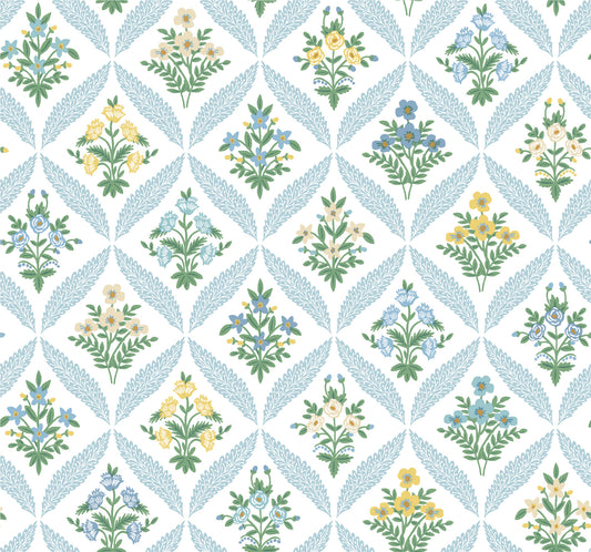 York Wallcoverings Rifle Paper Co. 3rd Edition Estee Garden Blue Wallpaper Farmhouse Florals Blues   - RF7514