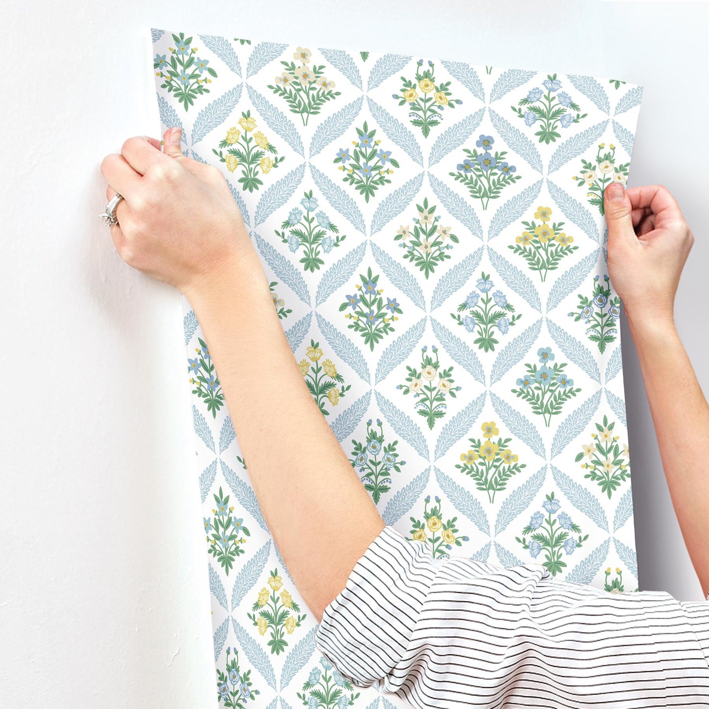 York Wallcoverings Rifle Paper Co. 3rd Edition Florals Estee Garden Farmhouse Blues   - RF7514