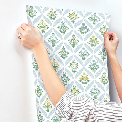 York Wallcoverings Rifle Paper Co. 3rd Edition Florals Estee Garden Farmhouse Blues   - RF7514