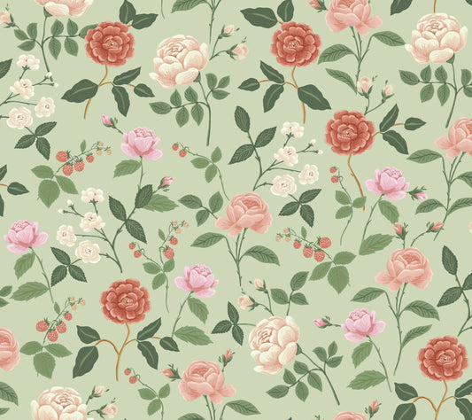 York Wallcoverings Rifle Paper Co. 3rd Edition Botanical Roses Whimsical Pinks   - RF7545