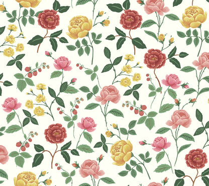 York Wallcoverings Rifle Paper Co. 3rd Edition Botanical Roses Whimsical Reds   - RF7546