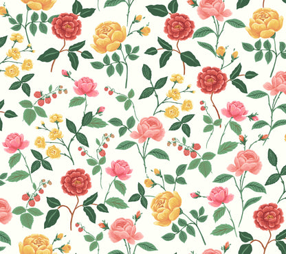 York Wallcoverings Rifle Paper Co. 3rd Edition Roses Blush Wallpaper Whimsical Botanical Reds   - RF7546