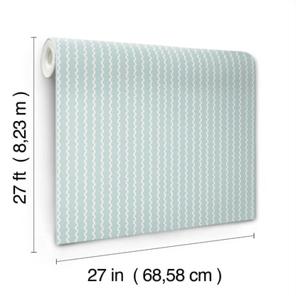 York Wallcoverings Rifle Paper Co. 3rd Edition Rickrack Light Blue Wallpaper Transitional Stripes Blues   - RF7552