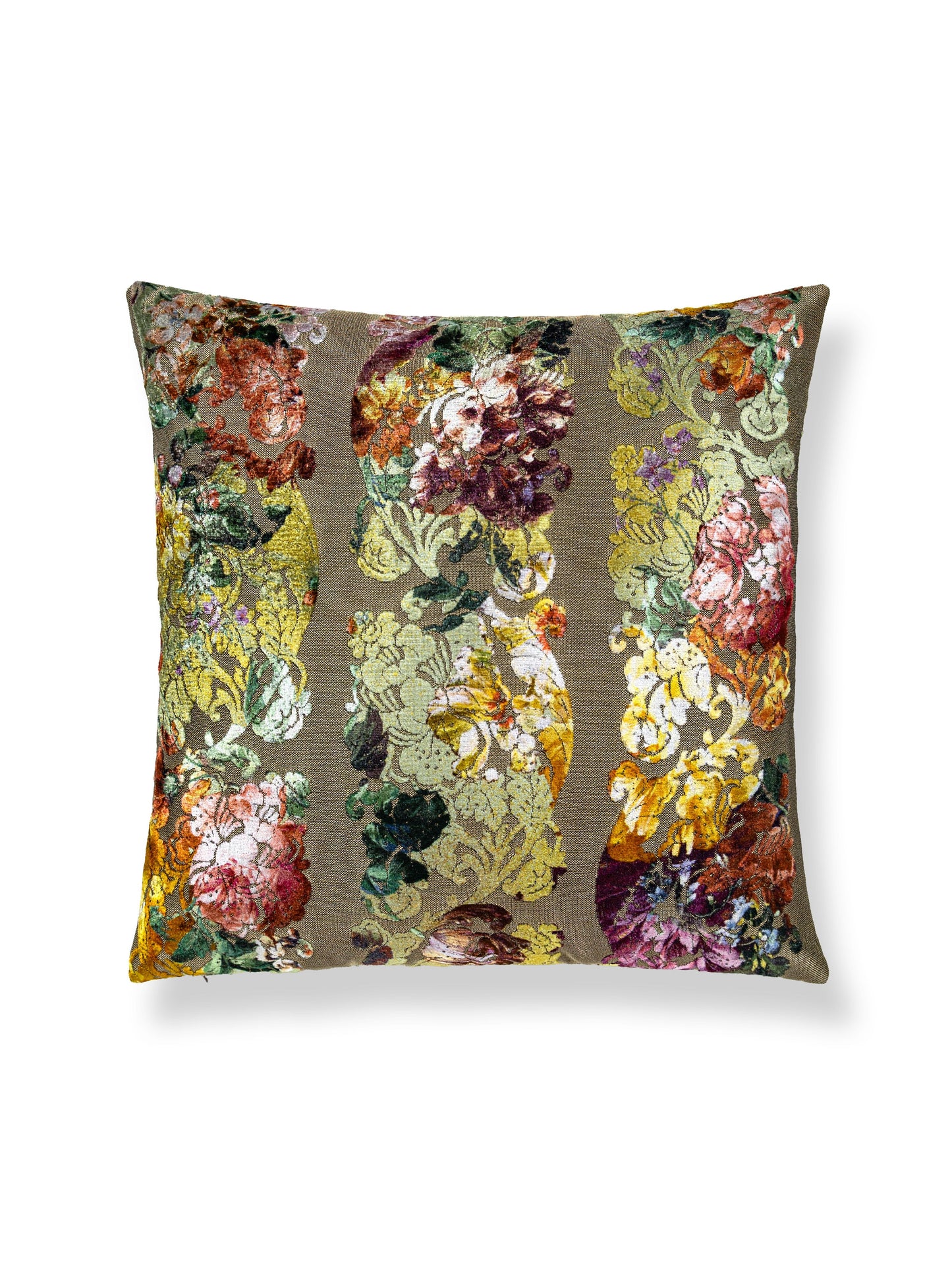 SCALAMANDRE PILLOWS   FLORAL 
STRIPE SQUARE    - RH 0002JARDNPILL