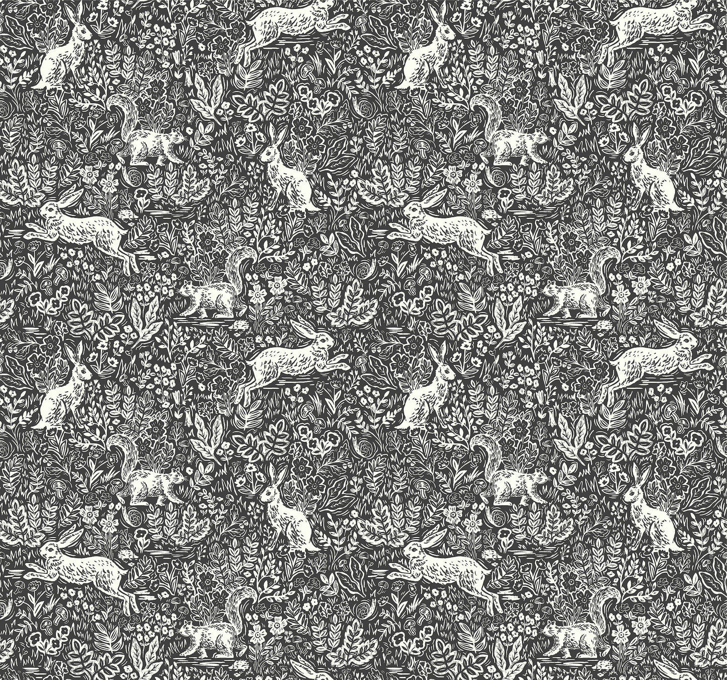 York Wallcoverings Rifle Paper Co. Fable Black and White Wallpaper  Animals Whites and Off-Whites   - RI5105