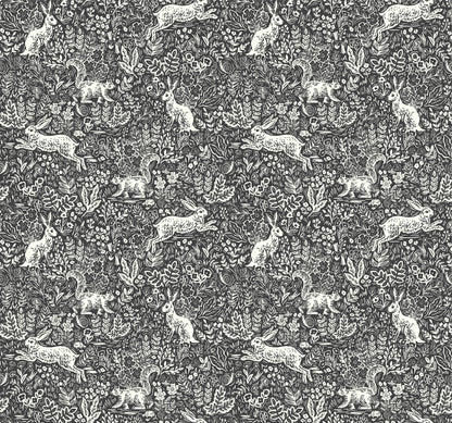 York Wallcoverings Rifle Paper Co. Fable Black and White Wallpaper  Animals Whites and Off-Whites   - RI5105